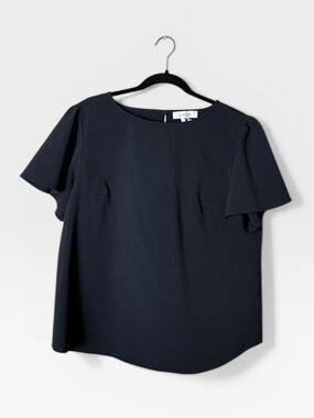 Lark and Ro Navy Blue Short Sleeve Blouse Size Large (0)